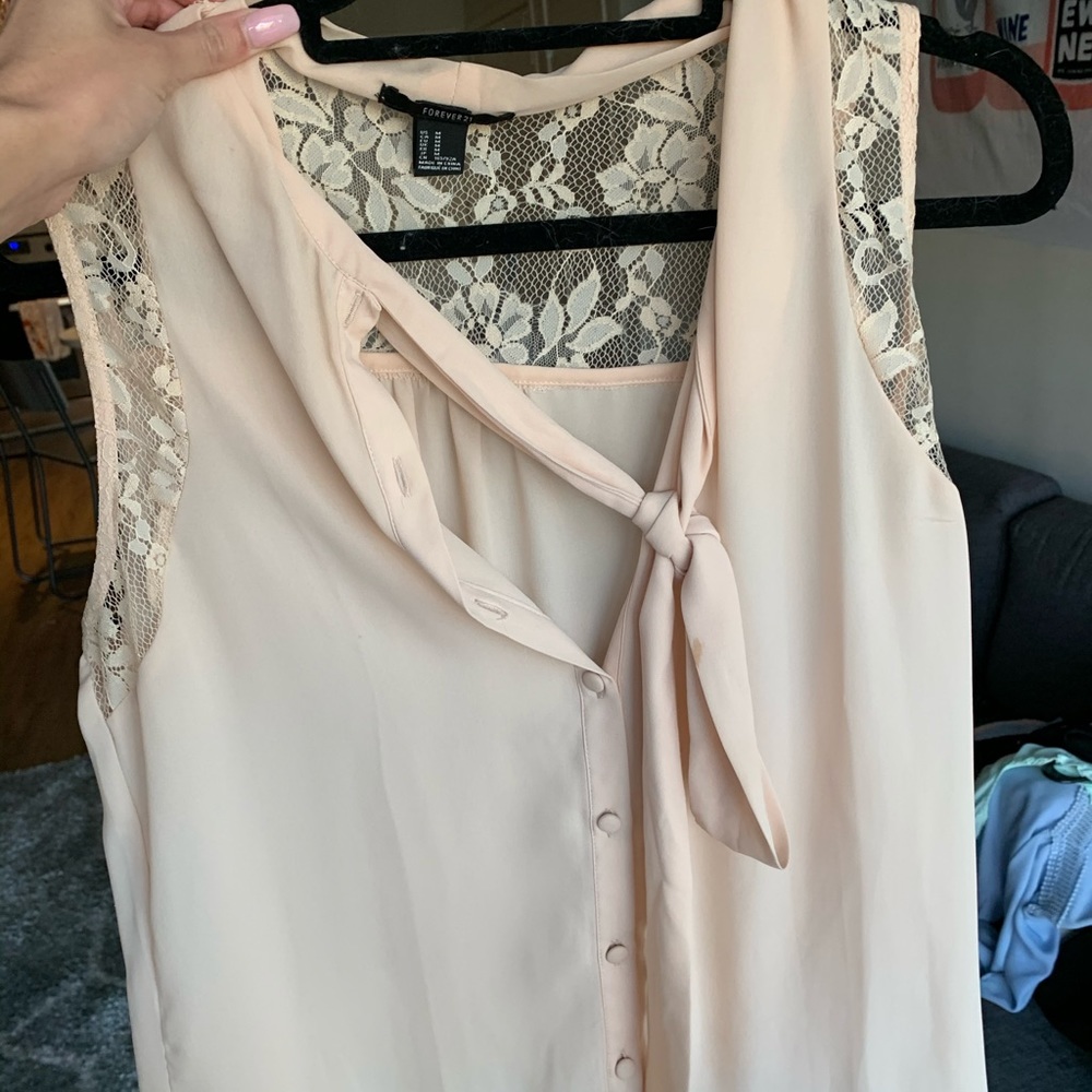 Blush Pink Lace Button Down Blouse